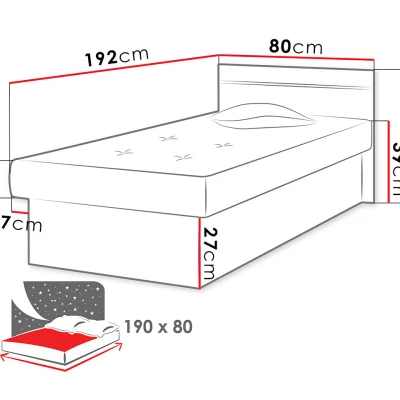 Detská váľanda s úložným priestorom 80x190 SENOMA 2 - dub sonoma / modrá