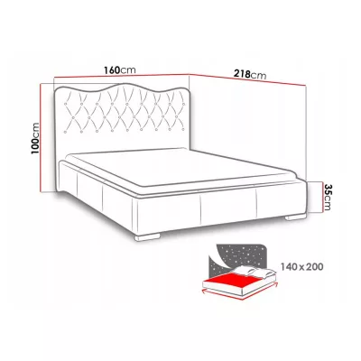 Čalúnená manželská posteľ 140x200 SALVADORA - červená