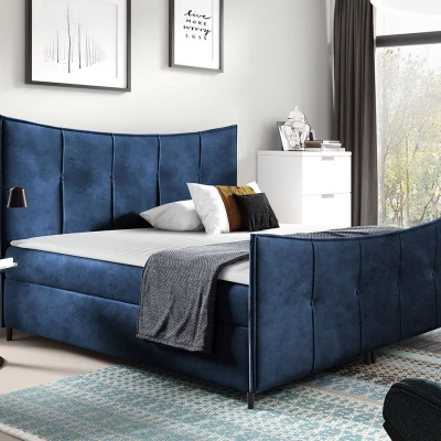 Hotelová jednolôžková posteľ 120x200 MORISA - modrá + topper ZDARMA