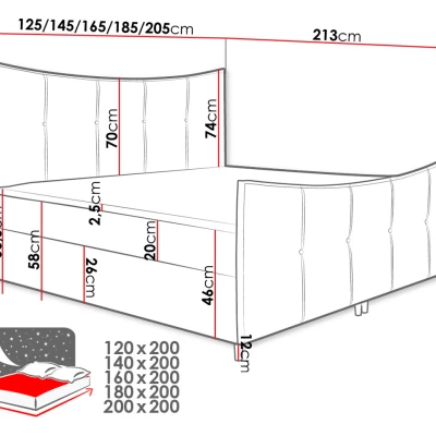 Hotelová dvojlôžková posteľ 140x200 MORISA - červená + topper ZDARMA