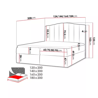 Boxspringová manželská posteľ 160x200 REYA - čierna ekokoža + topper ZDARMA