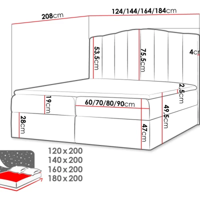 Boxspringová manželská posteľ 140x200 REYA - biela ekokoža + topper ZDARMA