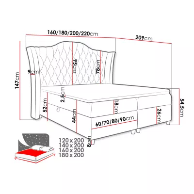 Boxspringová manželská posteľ 160x200 TERCERO - hnedá + topper ZDARMA