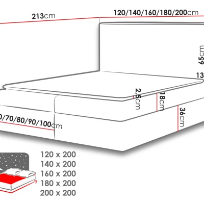 Kontinentálna dvojlôžková posteľ 200x200 MARICELA - čierna + topper ZDARMA