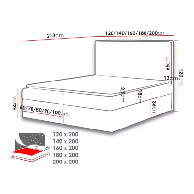 Kontinentálna dvojlôžková posteľ 200x200 MARICELA - čierna + topper ZDARMA