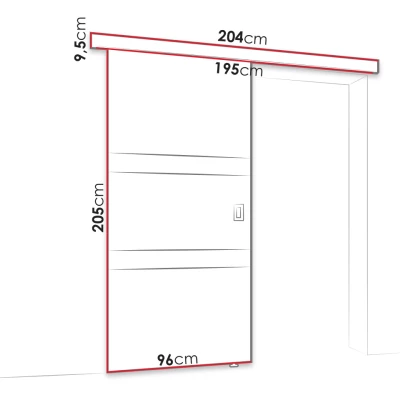 Posuvné interiérové dvere so zrkadlom OLIVERIO - 90 cm, jaseň