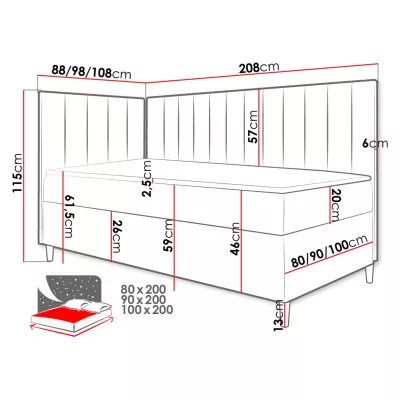 Boxspringová jednolôžková posteľ 90x200 ROCIO 3 - biela ekokoža / béžová, pravé prevedenie + topper ZDARMA