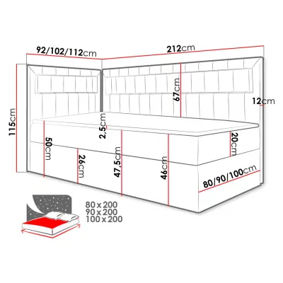 Kontinentálna jednolôžková posteľ 90x200 RAMIRA 3 - biela ekokoža / žltá, pravé prevedenie + topper ZDARMA