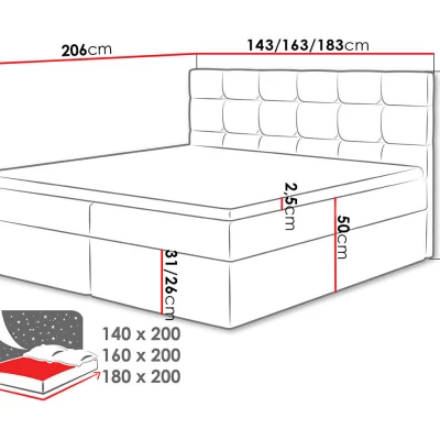 Boxpringová posteľ 160x200 CAROLA - tmavá šedá + topper ZDARMA