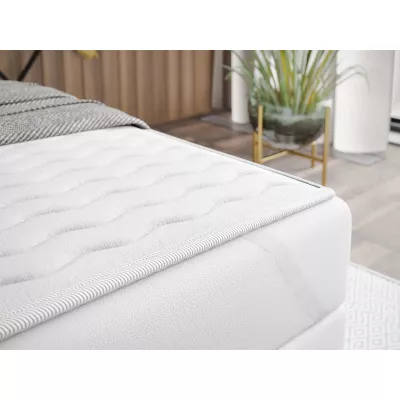 Boxspringová jednolôžková posteľ 100x200 PORFIRO 3 - biela ekokoža / hnedá 1, pravé prevedenie + topper ZDARMA