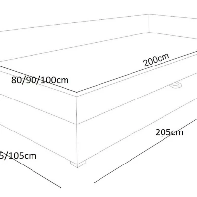 Jednolôžková čalúnená posteľ VALESKA COMFORT - 90x200, pravá, svetlo šedá / šedá