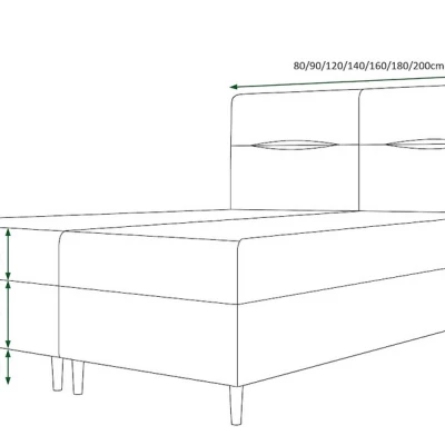 Boxspringová posteľ s úložným priestorom HENNI - 200x200, červená