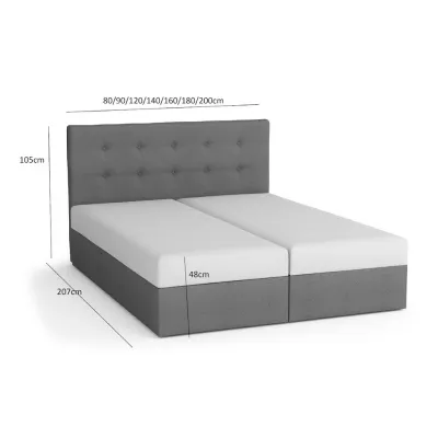 Boxspringová posteľ s úložným priestorom PURAM COMFORT - 200x200, šedá