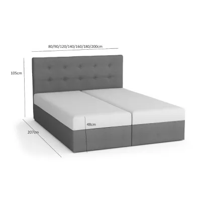 Boxspringová posteľ s úložným priestorom MARLEN COMFORT - 180x200, antracitová / šedá