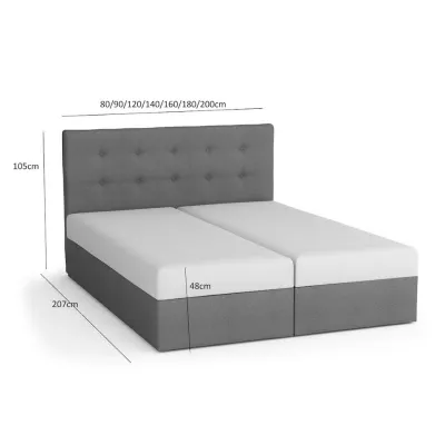 Boxspringová posteľ s úložným priestorom SISI COMFORT - 200x200, svetlo šedá / šedá