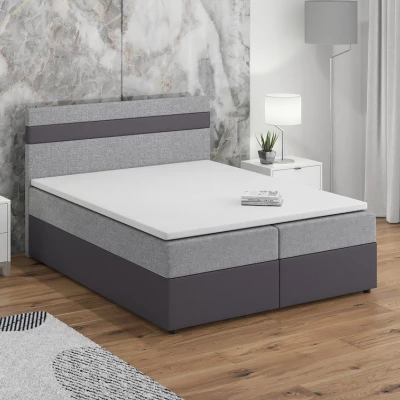 Boxspringová posteľ s úložným priestorom SISI COMFORT - 200x200, svetlo šedá / šedá