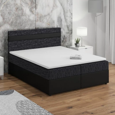 Boxspringová posteľ s úložným priestorom SISI COMFORT - 180x200, čierna / čierna