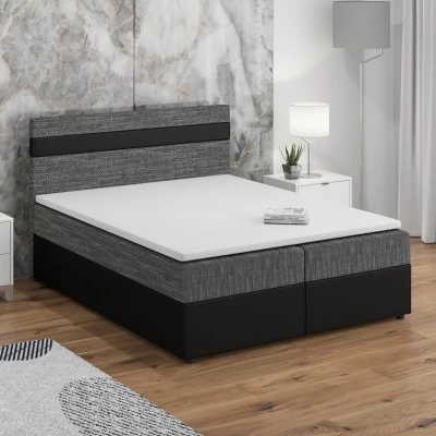 Boxspringová posteľ s úložným priestorom SISI COMFORT - 200x200, šedá / čierna