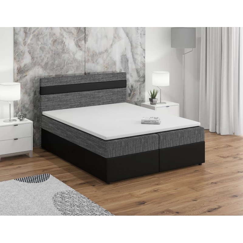 Boxspringová posteľ s úložným priestorom SISI COMFORT - 200x200, šedá / čierna