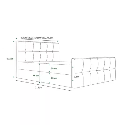 Boxspringová manželská posteľ VASILISA COMFORT 1 - 200x200, šedá