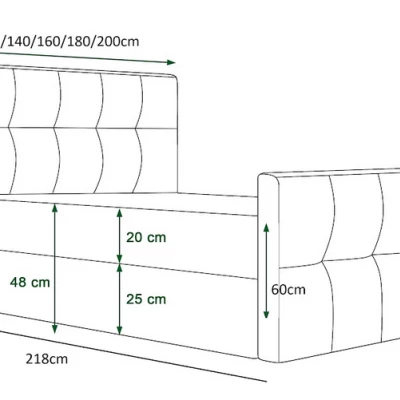 Boxspringová manželská posteľ VASILISA 3 - 140x200, svetlo hnedá