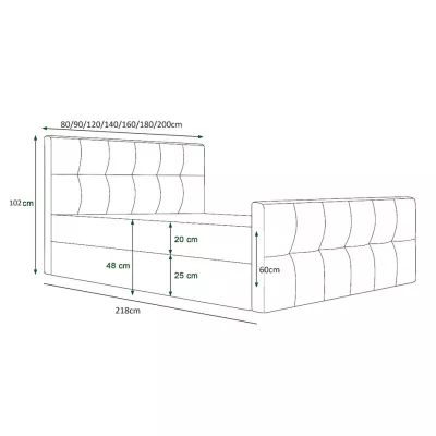 Boxspringová manželská posteľ VASILISA 3 - 140x200, svetlo hnedá