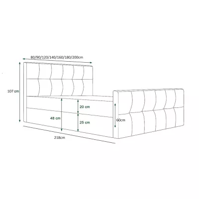 Boxspringová posteľ s úložným priestorom ELIONE COMFORT - 200x200, popolavá