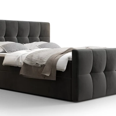 Boxspringová posteľ s úložným priestorom ELIONE COMFORT - 200x200, popolavá