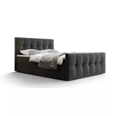 Boxspringová posteľ s úložným priestorom ELIONE COMFORT - 200x200, popolavá