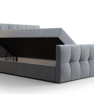 Boxspringová posteľ s úložným priestorom ELIONE COMFORT - 200x200, popolavá