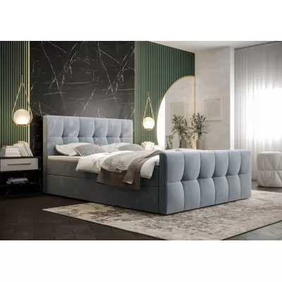 Boxspringová posteľ s úložným priestorom ELIONE COMFORT - 200x200, modrá