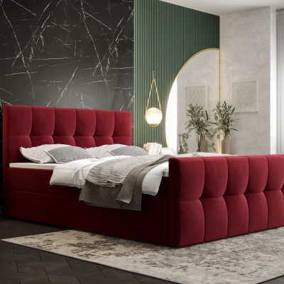 Boxspringová posteľ s úložným priestorom ELIONE COMFORT - 140x200, červená