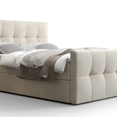 Boxspringová posteľ s úložným priestorom ELIONE COMFORT - 200x200, béžová