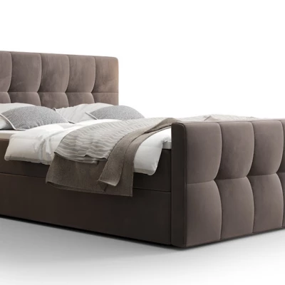 Boxspringová posteľ s úložným priestorom ELIONE COMFORT - 140x200, mliečna čokoláda