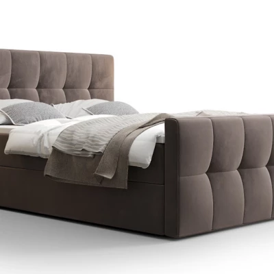 Boxspringová posteľ s úložným priestorom ELIONE COMFORT - 200x200, mliečna čokoláda