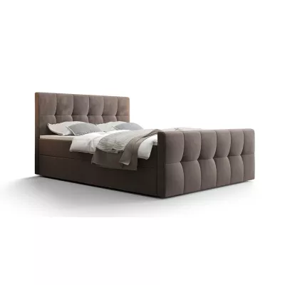 Boxspringová posteľ s úložným priestorom ELIONE COMFORT - 200x200, mliečna čokoláda