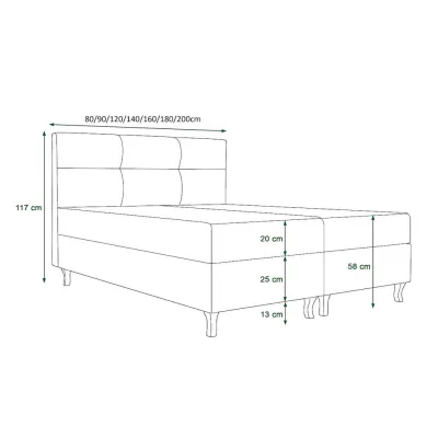 Boxspringová posteľ s úložným priestorom DORINA COMFORT - 180x200, šedomodrá