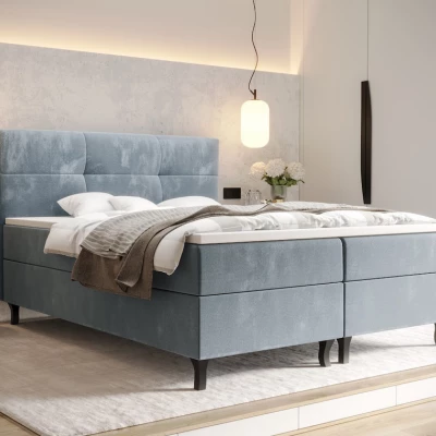 Boxspringová posteľ s úložným priestorom DORINA COMFORT - 160x200, modrá