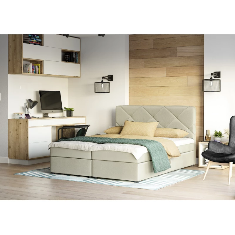 Manželská posteľ s úložným priestorom KATRIN - 200x200, béžová
