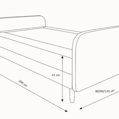 Jednolôžková posteľ s kovovými nôžkami HENRYK COMFORT 3 - 90x200, antracitová