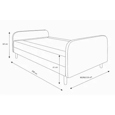 Jednolôžková posteľ s kovovými nôžkami HENRYK COMFORT 3 - 90x200, antracitová