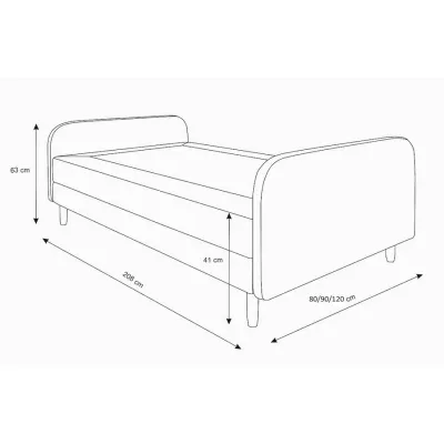 Jednolôžková posteľ s kovovými nôžkami HENRYK COMFORT 3 - 80x200, béžová