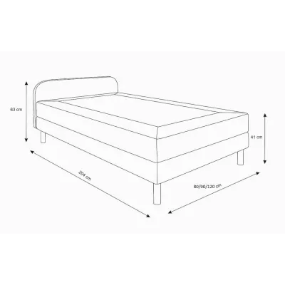Jednolôžková posteľ s kovovými nôžkami HENRYK COMFORT 2 - 90x200, hnedá