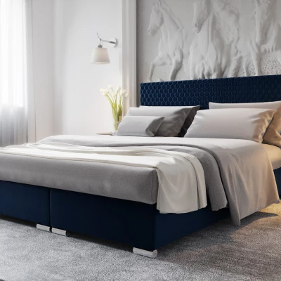 Manželská čalúnená posteľ HENIO COMFORT - 180x200, modrá