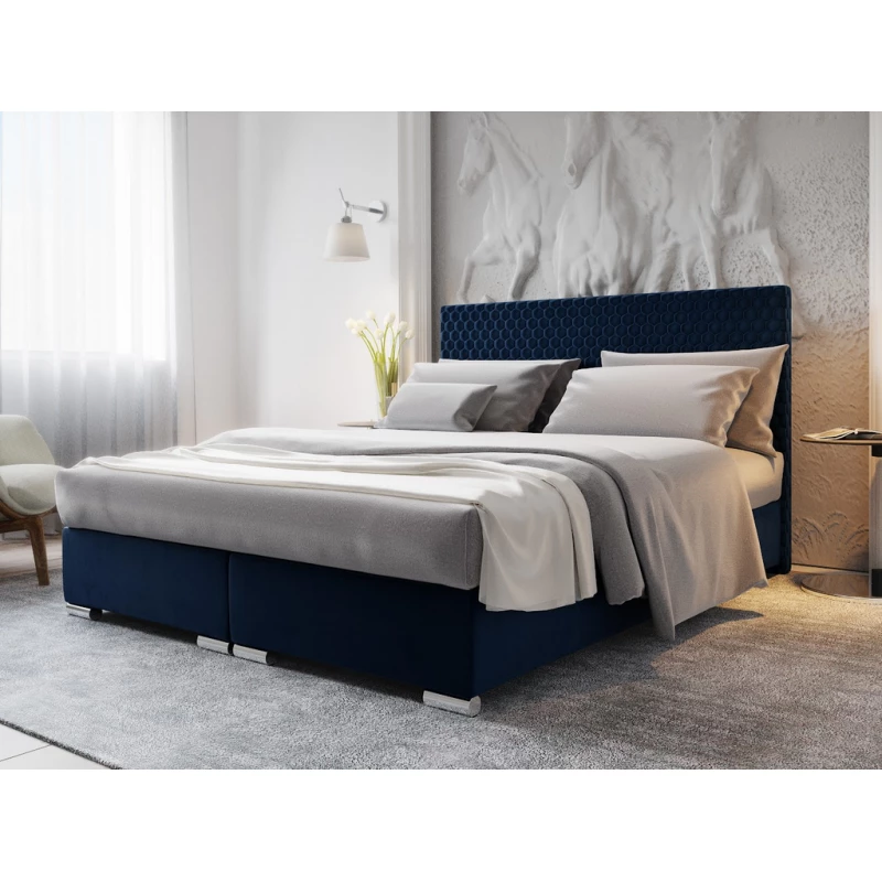 Manželská čalúnená posteľ HENIO COMFORT - 200x200, modrá