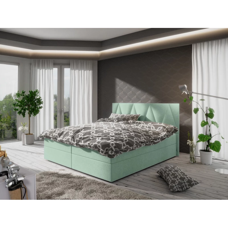 Manželská posteľ s úložným priestorom STIG COMFORT 3 - 200x200, svetlo zelená