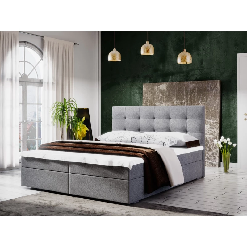 Manželská posteľ s úložným priestorom STIG COMFORT 5 - 140x200, svetlo šedá