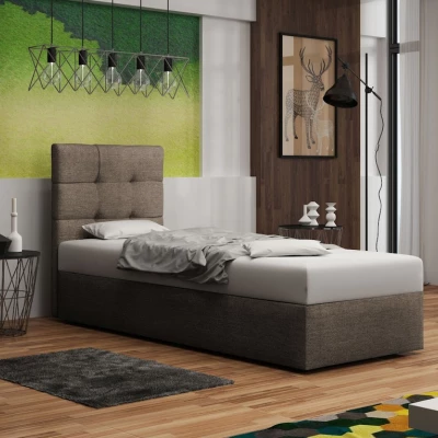 Čalúnená posteľ s úložným priestorom DELILAH 2 - 80x200, pravá, svetlo hnedá