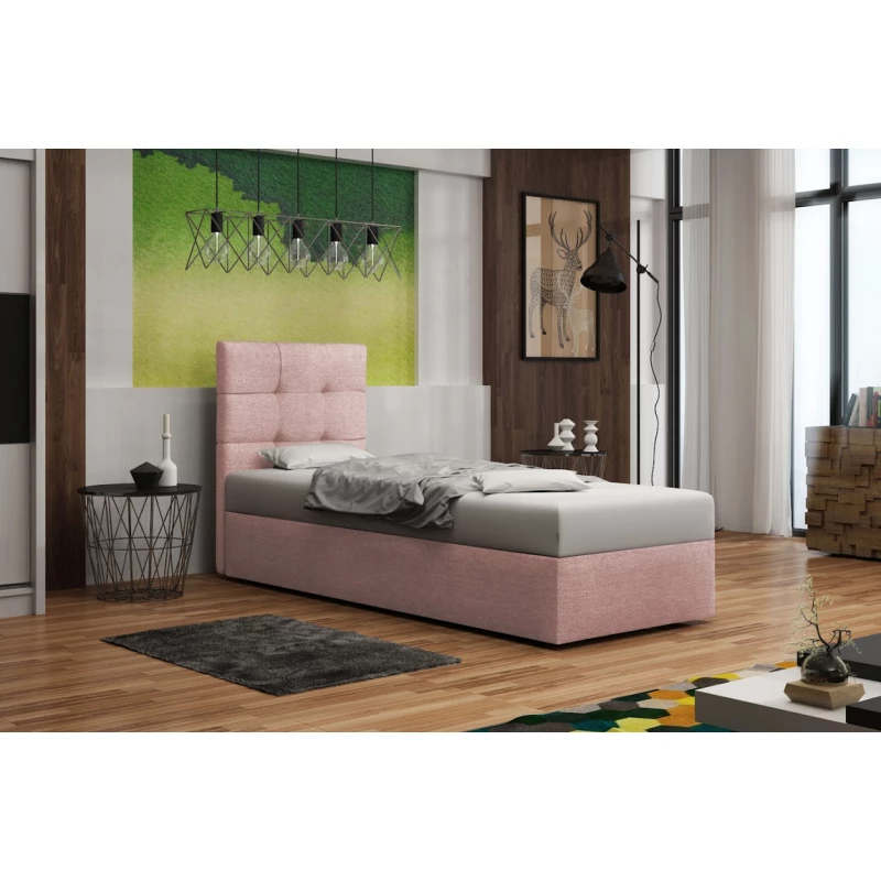 Čalúnená posteľ s úložným priestorom DELILAH 2 - 80x200, ľavá, ružová
