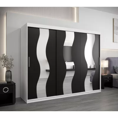 Skriňa s posuvnými dverami HEDVIKA - šírka 250 cm, biela / čierna
